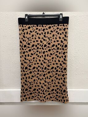 JADE by JANE Leopard Print MIDI Knit Skirt Size 1X-2X